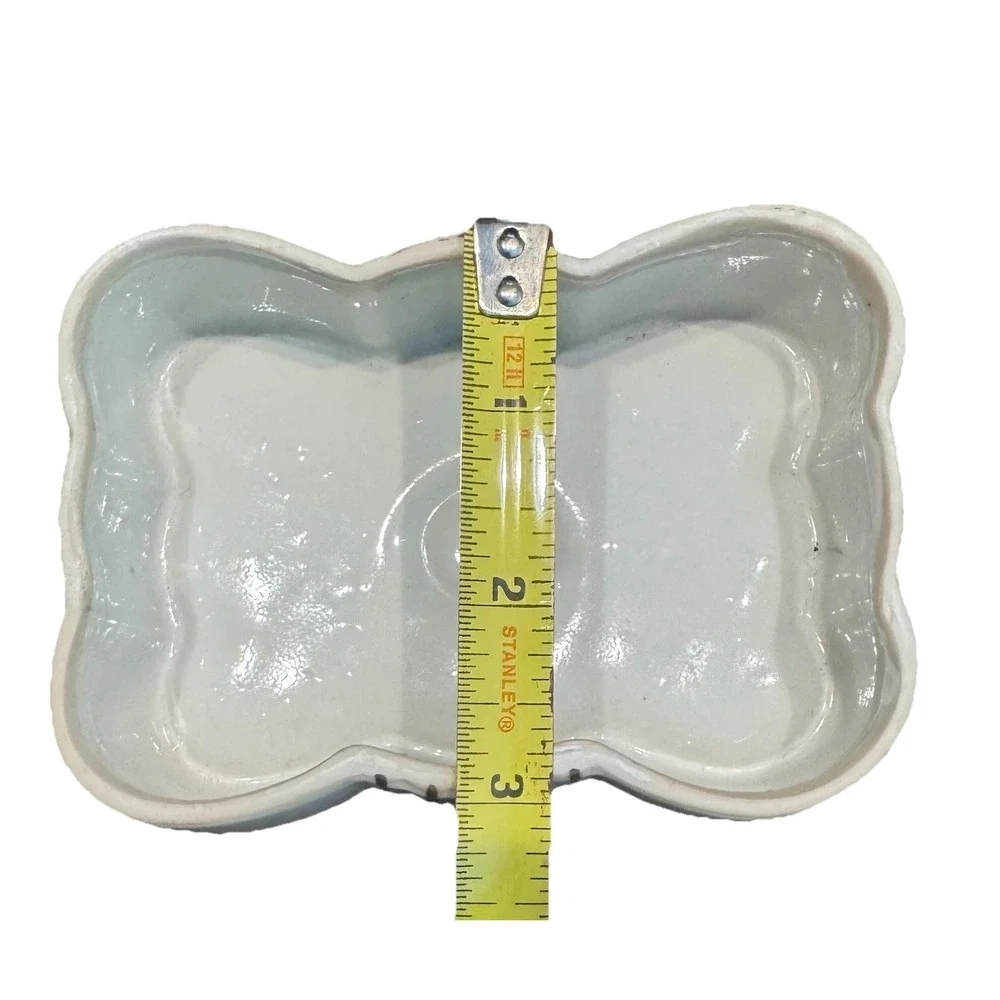 VTG Ceramic Soap Dish White Gold Brown Butterfly MCM Hand Painted‎ Made In Japan